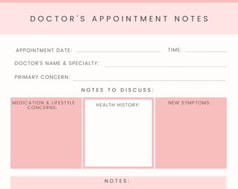 Doctor's Appointment Organizing Checklist Notes