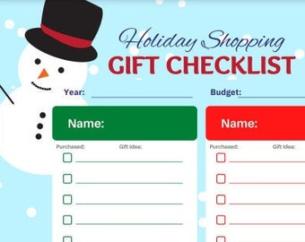 Holiday Shopping Gift Checklist Planner