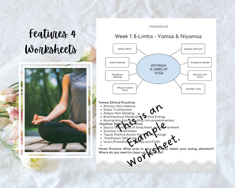 Guide to the 8 Limbs of Yoga, PDF, Printable, 8 Pages, Worksheets, Self Study, for Yoga Teachers and Students image 7