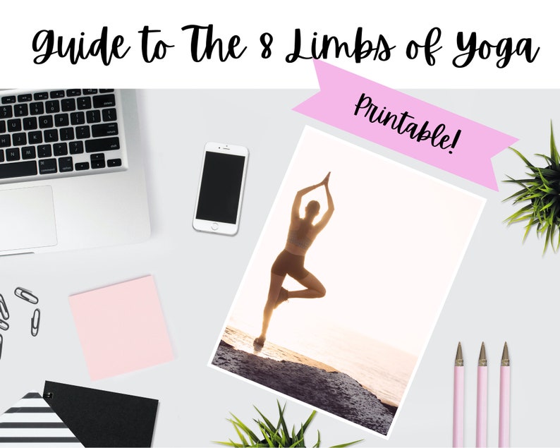 Guide to the 8 Limbs of Yoga, PDF, Printable, 8 Pages, Worksheets, Self Study, for Yoga Teachers and Students image 1