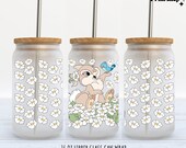 Easter Glass Can Wrap, Easter Candy Bunnies Can Glass Sublimation Designs Line, 16oz Can Template