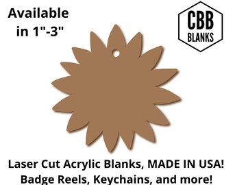 Sunflower Clear Acrylic Blank - Badge Reels - Keychain Blanks - Acrylic Cutouts