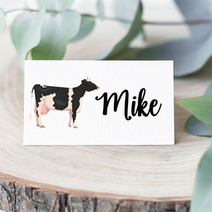 Cartões de lugar de casamento em celeiro/cartões de lugar de casamento em fazenda/casamento com tema de fazenda/casamento de fazendeiros/cartões de lugar de vaca/casamento de fazendeiro de vaca/cartões temáticos de país