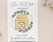 Barn Save the Date Magnet: Farm Wedding Theme