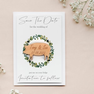Boerderij save the date /Pig save the date/Farm wedding/Farm theme wedding/Farm invitation/Farmer wedding/Barn wedding/Pig farmer/Pig magnet