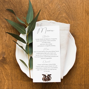 Cow Wedding Menu: Farm Theme, Printed Cardstock (100x210mm)