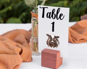 Cow Table Numbers, Barn Wedding Decor
