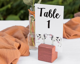 Cow Wedding Table Numbers: Farmhouse Decor