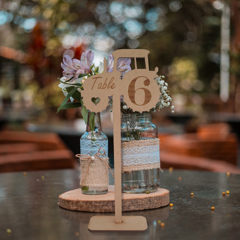 Tractor table numbers/Country theme wedding table numbers/Farm wedding table numbers/Rustic table numbers/barn wedding table number image 1
