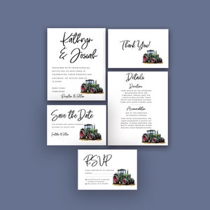 Tractor Wedding Invitation Suite: Watercolor Farm Theme