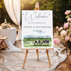 Farm Welcome Sign/Farm theme wedding/Sign for barn wedding/Sign for farm wedding/Cow wedding sign/Rustic welcome sign for wedding