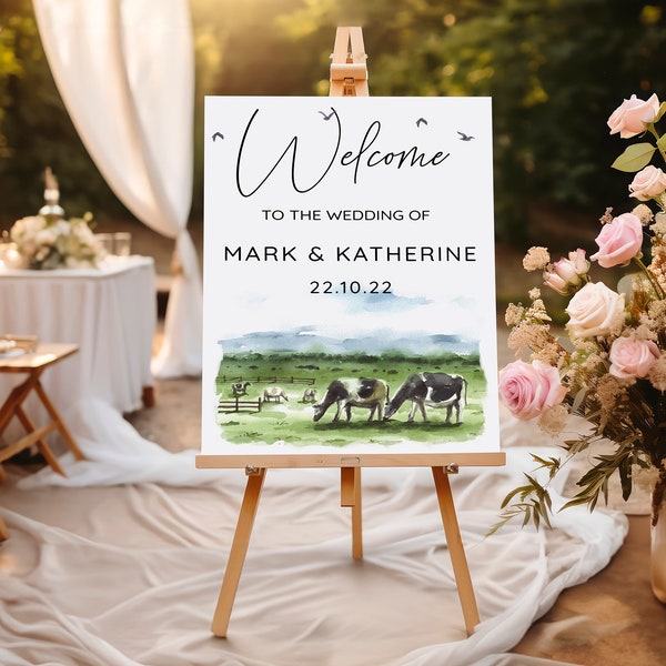 Farm Welcome Sign/Farm theme wedding/Sign for barn wedding/Sign for farm wedding/Cow wedding sign/Rustic welcome sign for wedding