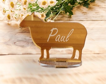 Sheep place setting for farm wedding table decor for farm wedding guest sheep farmer place setting rustic wedding country wedding theme