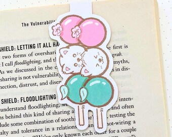 Japanese Dango Magnetic Bookmark | Cute Dog Stationery | Loki the Samoyed Inspired | Handmade Book Accessory | Gift for Readers