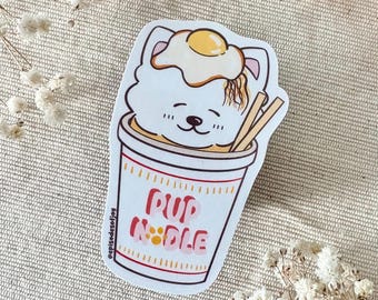Cup Noodle Samoyed Sticker, Instant Ramen Dog Decal, Kawaii Asian Noodle Art, Funny Dog Sticker, College Student Gift, Foodie Samoyed