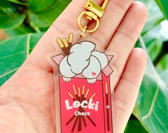 Pocky Stick Loki Keychain, Cute Dog Acrylic Charm, Kawaii Strawberry Chocolate Snack, Samoyed Stationery Gift