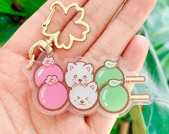 Hanami Dango Keychain | Japanese Food Charm, Pastel Pink Green White Dango Accessory