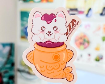 Loki Taiyaki Mermaid Die Cut Sticker — Samoyed Ice Cream Soft Serve | Cute Japanese Food Art Sticker