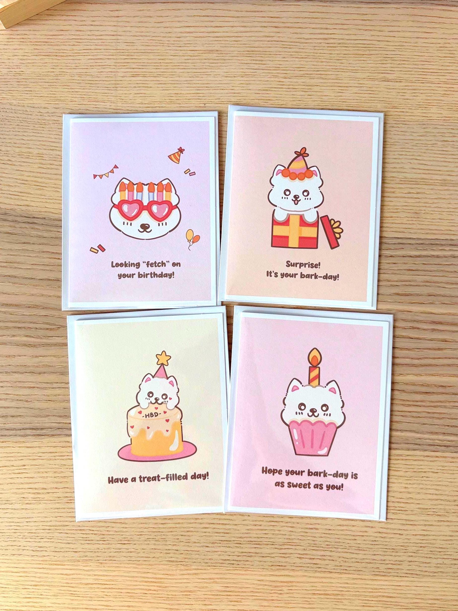 Dog Birthday Card Bundle | Set of 4 Dog Pun Greeting Cards | Funny Dog ...