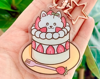 Pocky Stick Loki Keychain, Cute Dog Acrylic Charm, Kawaii Strawberry Chocolate Snack, Samoyed Stationery Gift