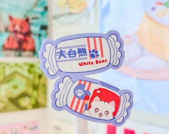 Loki White Bear Die Cut Sticker — Samoyed with Paintbrush | HK Nostalgic Candy Art | Cute Dog Sticker