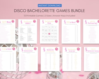 Disco Bachelorette Games-bundel: 13 afdrukbare partygames (digitale download)