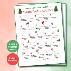 Family Advent Calendar, Christmas Activities Advent, Christmas Advent Calendar for Kids, Family Christmas Ideas, Family Christmas Countdown