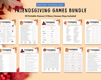 Friendsgiving Games Bundle: 10 Printable Activities (PDF)