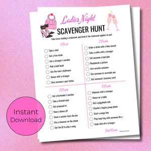 Ladies Night Scavenger Hunt Game: Bar Crawl Fun (PDF Download)