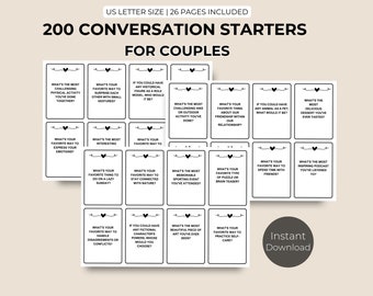 Couple Conversation Starter Cards: 200 Date Night Questions (Digital Download)