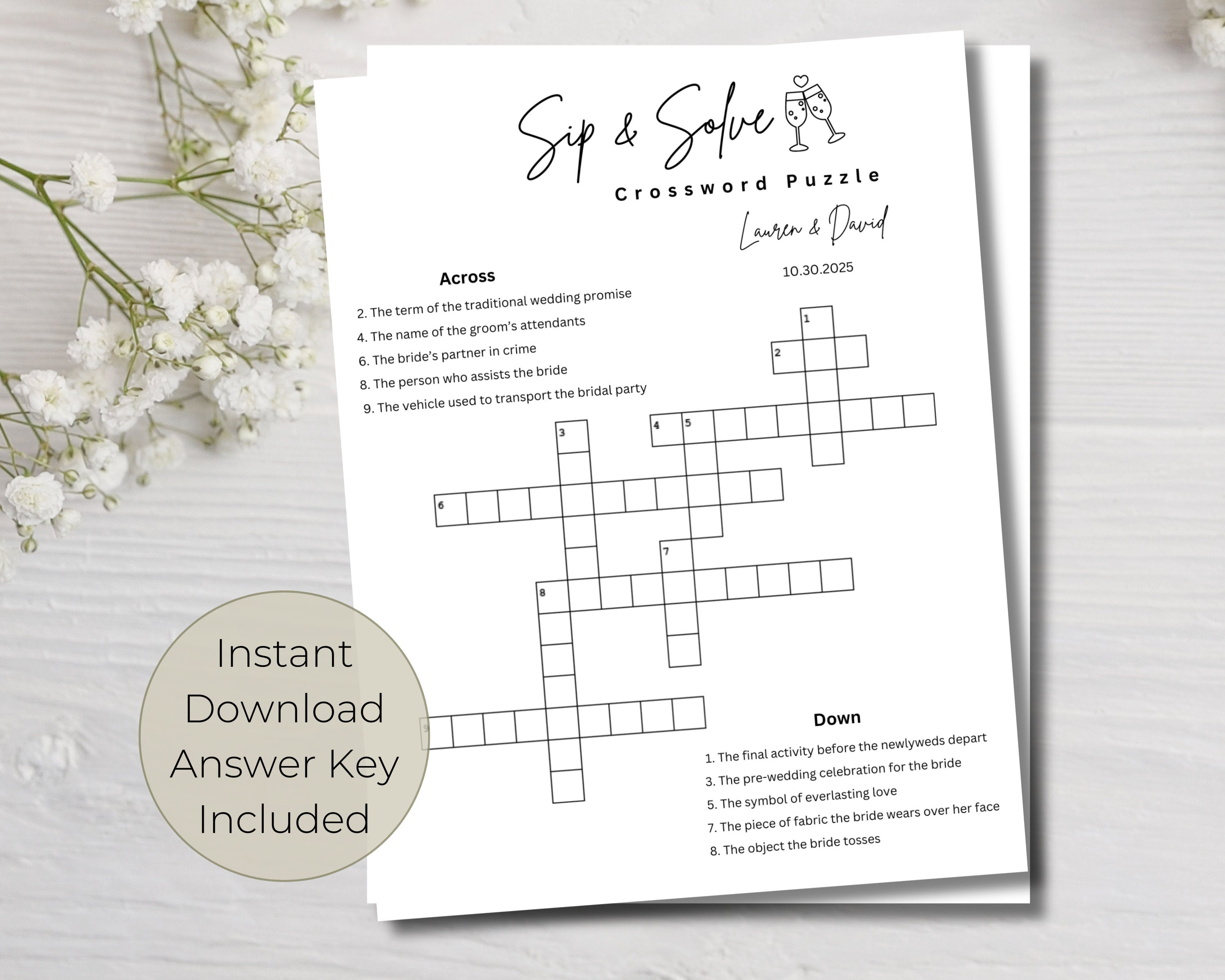 Bridal Lingerie Accessories Crossword