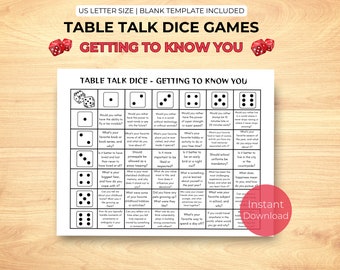 Getting To Know You Game: Table Talk Dice Questions (Digital Download)
