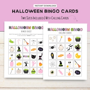 Halloween Bingo Printable Cards, Fun Kids Party Game, Classroom Activity, Digital Download for Halloween Fun, Family Game Night, Bingo Set