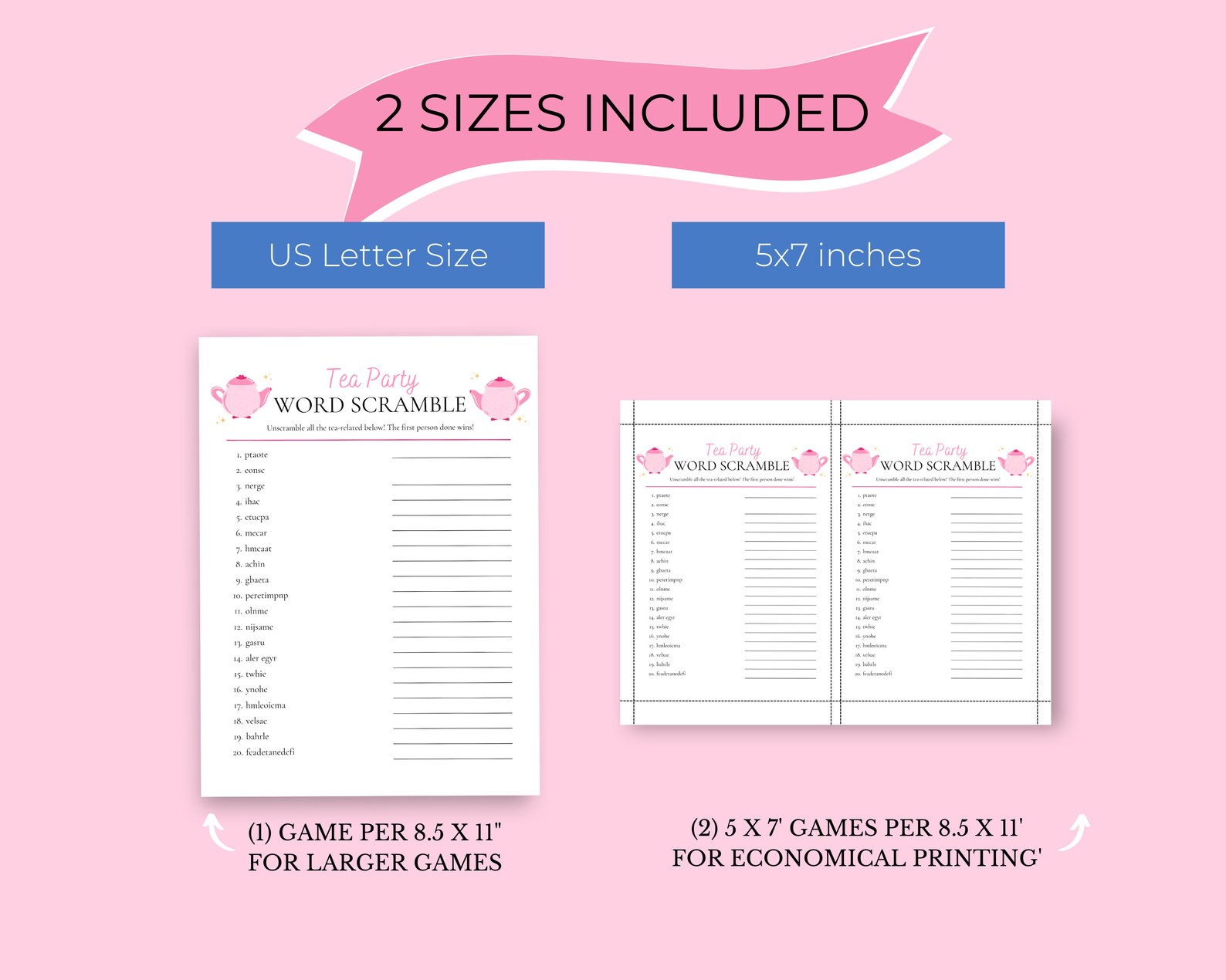 Word Scramble Printable | Tea Party Games | Tea Party Activities ...