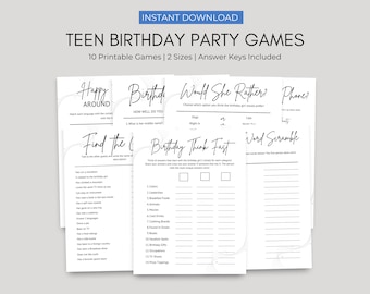 Teen Birthday Party Games: 10 Printable Activities (Digital Download)