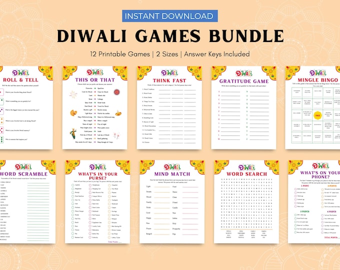 15 Diwali Games Bundle - Printable Diwali Games for Kids, Teens ...