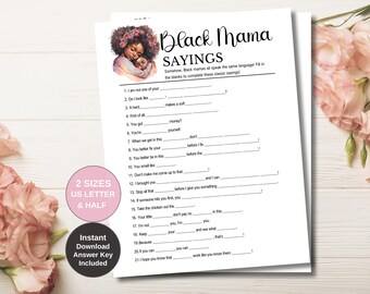 Black Mama Sayings Game: Baby Shower Trivia (PDF Download)