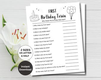 Jogo de perguntas e respostas sobre o primeiro aniversário: Quem conhece bem o bebê? (PDF para download)