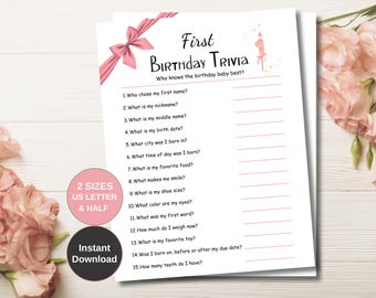 Jogo de perguntas e respostas sobre o primeiro aniversário do bebê (PDF)
