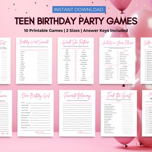 Teen Girl Birthday Games Bundle, Teenager Birthday Party Games, 13th 14th 15th 16th Birthday Games, Tween Birthday, PreTeen Birthday Games