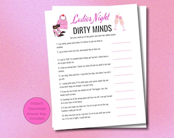 Dirty Minds Riddles Game: Ladies Night, Hen Party (PDF)
