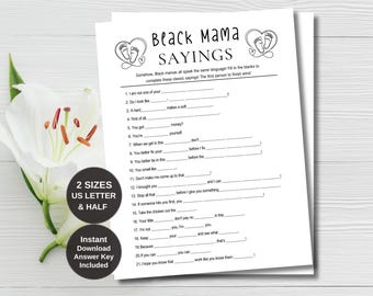 Black Mama Sayings Baby Shower Game: Black Trivia (Digital Download)