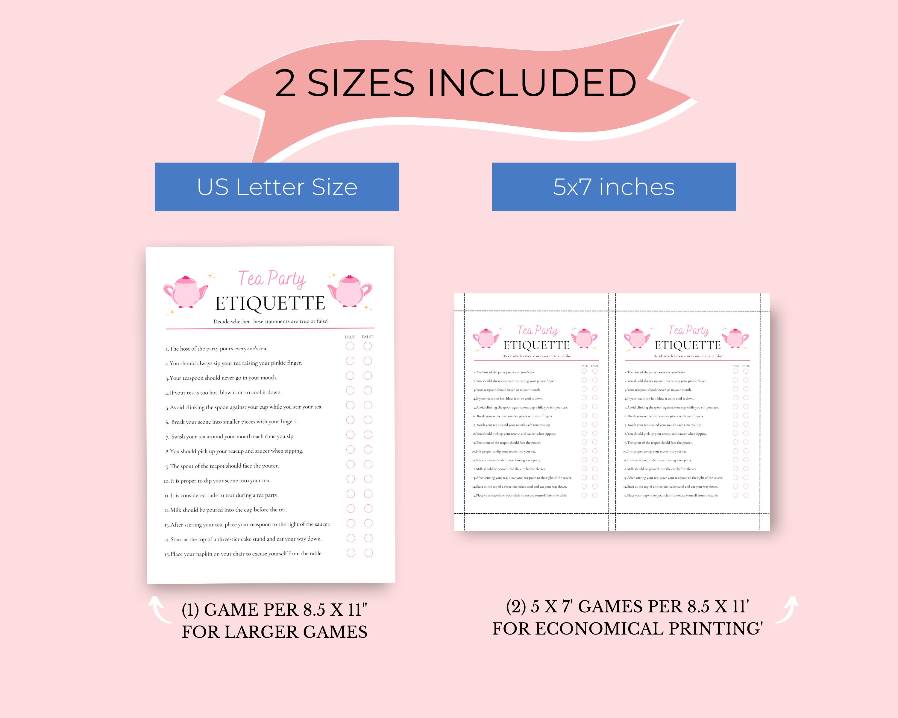 Tea Party Game Bundle Tea Party Games Printable Tea Party Activities ...