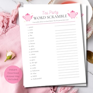 Word Scramble Printable | Tea Party Games | Tea Party Activities ...