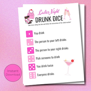Drunk Dice Game: Ladies Night Drinking Games (PDF Download)