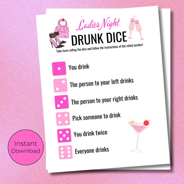Drunk Dice | Drinking Games For Girls Night | Ladies Night Games | Girls Night Out Games | Hen Party Games | Girls Night Drinking Games