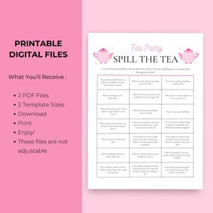 Spill the Tea Game | Tea Party Games Printable | Tea Party Activities ...