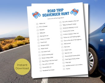 Road Trip Scavenger Hunt Game: Printable Car Travel Activity (PDF)