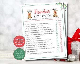 Christmas Fact or Fiction Game: Holiday Trivia (Digital Download)
