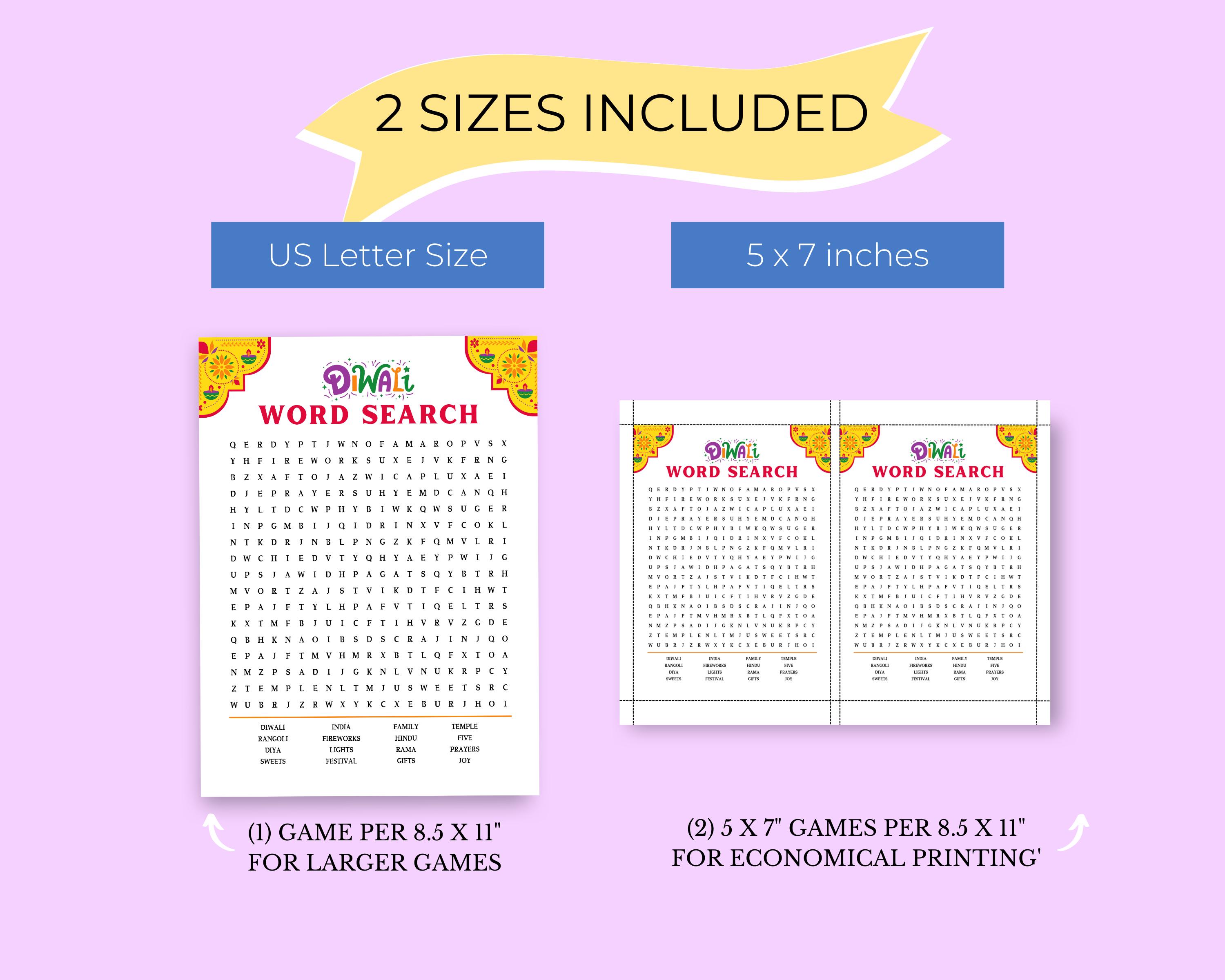 Diwali Word Search, Diwali Activity, Diwali Party Game, Printable ...